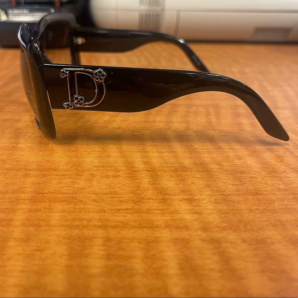 Christian Dior Black Sunglasses w/Signature D Flowers